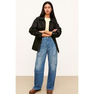 NWT Edwin x Anthropologie Lennox Wide Leg Cargo Jeans in Savoy Blue 26 Trendy